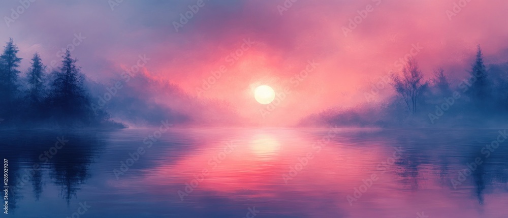 Poster abstract pastel gradient landscape texture with holographic noise and soft blurred background in pin