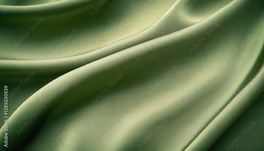 Poster Olive Green Fabric Texture Closeup: Soft Draped Material with Subtle Shimmering Pattern