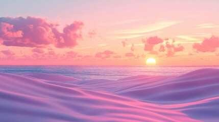 Beautiful beach sand dunes bathed in sunset light, casting long shadows on the shore