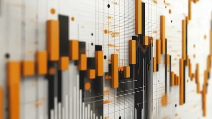 Fototapeta premium Highly detailed business financial success bar chart with digital charts, gold coins and future economic indicators.