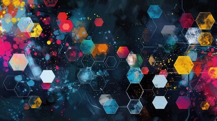 Futuristic Hexagonal Abstract Background &ndash; Black and White Tech Design