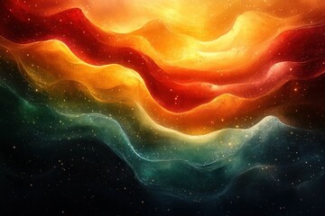 Juneteenth Celebration Banner with Waves of Red Green Yellow and Warm Light Since 1865