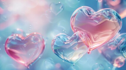 Romantic Abstract Heart Painting &ndash; Pink and Blue Swirl Art
