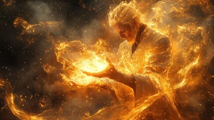 Viking Warrior Girl Conjuring Nature's Magic in Gilded Armor