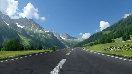  Majestic Mountain Road with Snow-Capped Peaks