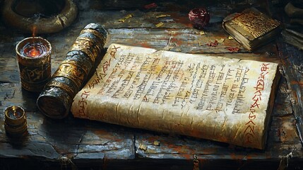 A pixel magic scroll with ancient runes