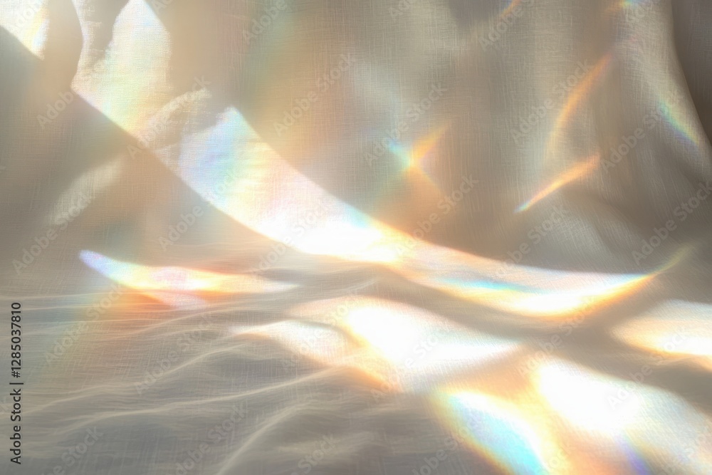 Poster ethereal light rainbow refraction overlay effect on white surface for graphic design mockups