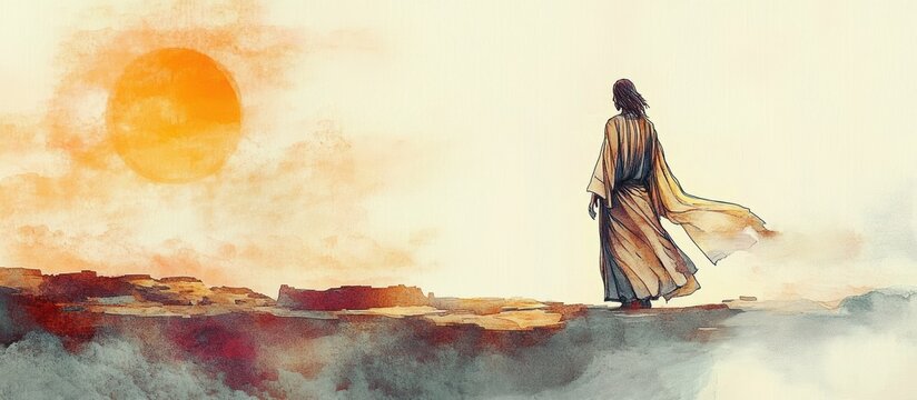 Jesus Christ Watercolor Painting Christian Faith Spirituality Art Banner