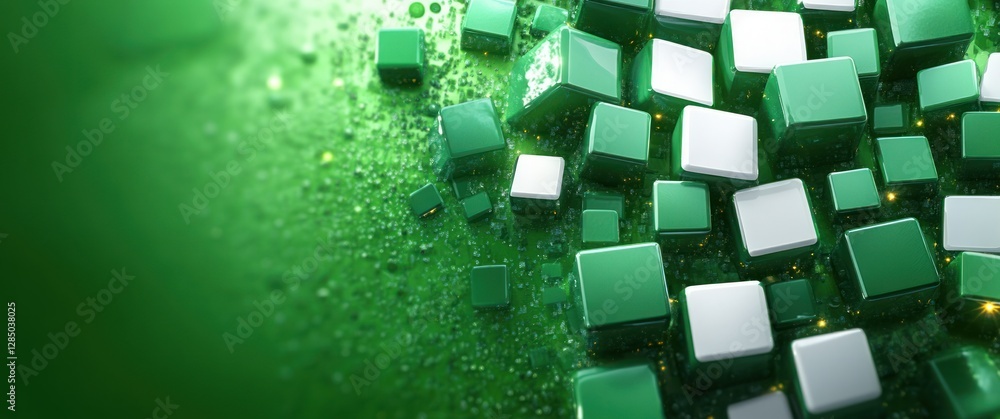 Poster collection of abstract square icons for project planning on a green background