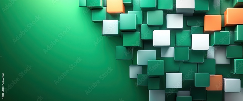 Poster Collection of Abstract Square Icons for Project Planning on a Green Background