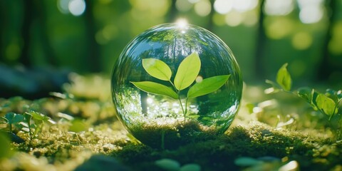 A serene nature scene with a message of environmental hope and sustainability