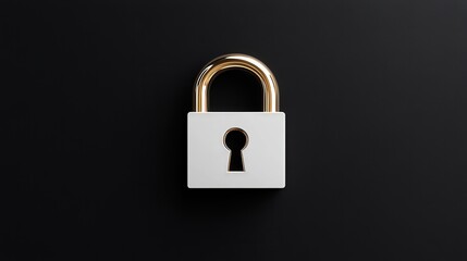 Fototapeta premium Secured Brass Padlock on Dark Background Representing Privacy and Protection