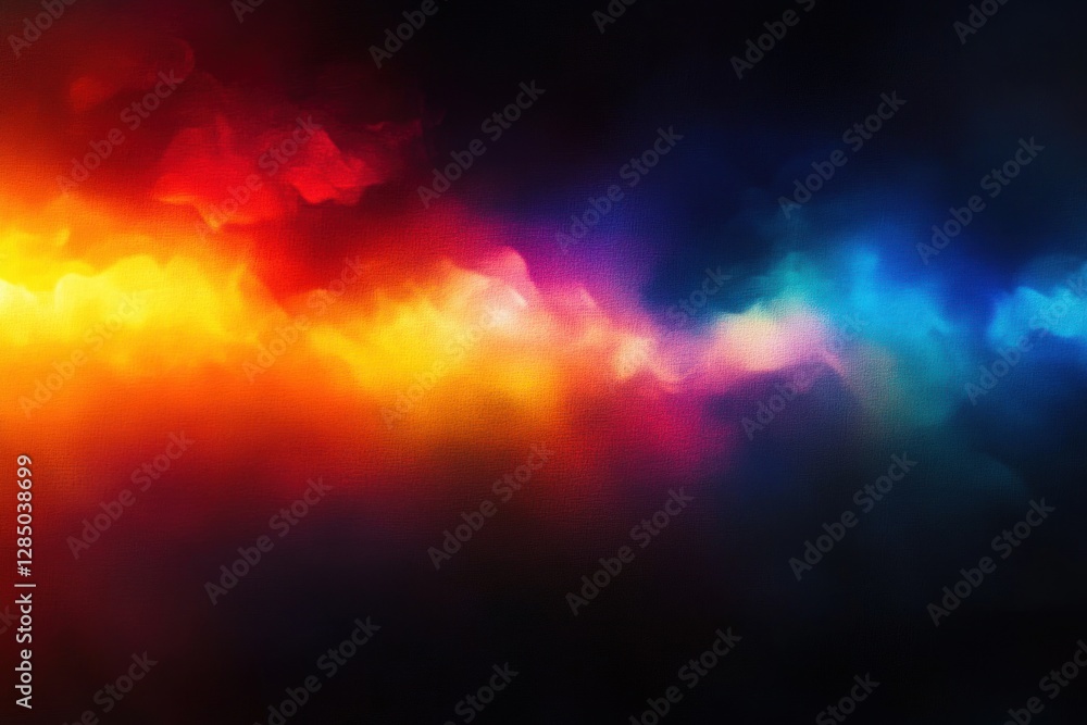 Aufkleber colorful rainbow light leak overlay on black background soft focus abstract texture