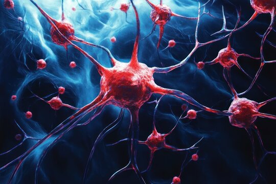 Neurons and Antibodies in Autoimmune Disease Illustration