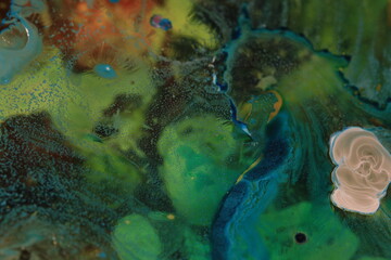 Liquid art with Ink, Paint, Mica Powder, Milk and Oils