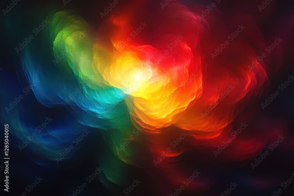 Poster abstract colorful light refractions and bokeh lens flare overlay with vibrant rainbow hues
