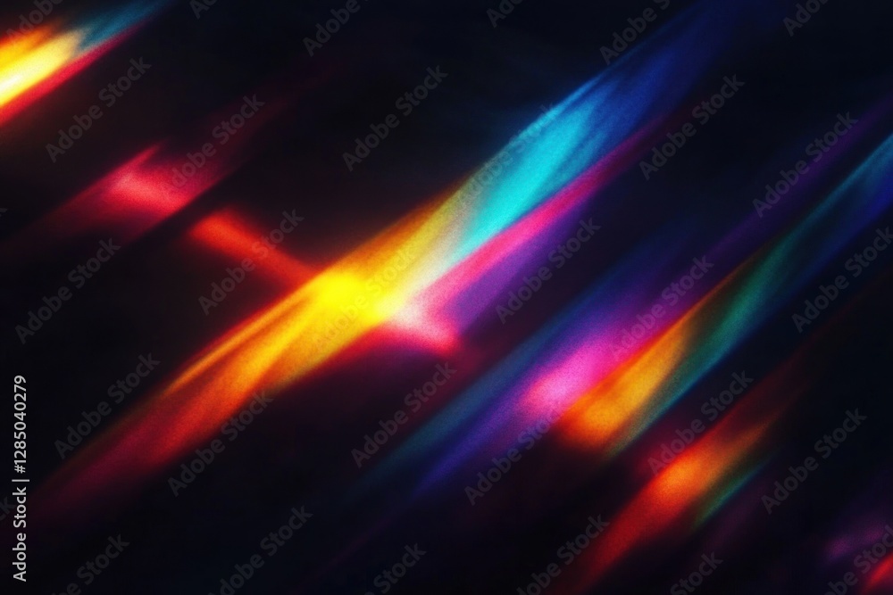 Aufkleber rainbow light rays on dark background abstract art high contrast colorful effects