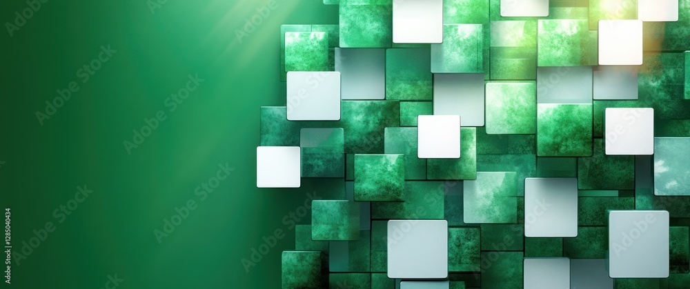 Fototapete abstract square icons for project planning software on vibrant green background with dynamic composi
