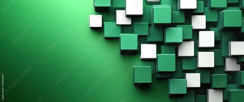 Poster Abstract Square Icons for Project Planning with Soft Ambient Lighting on Green Background