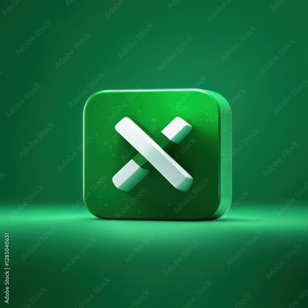 Aufkleber spreadsheet software logo on green background with copy space for technology business