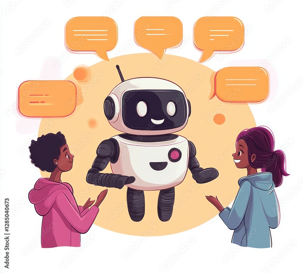 Poster Cheerful Robot Engaging with People in Colorful Chatbot Interaction