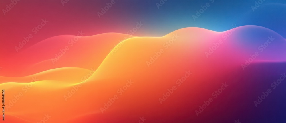 Poster Vibrant Gradient Abstract Background Smooth Blend of Warm Oranges and Cool Blues Calming Atmosphere Impressionist Style