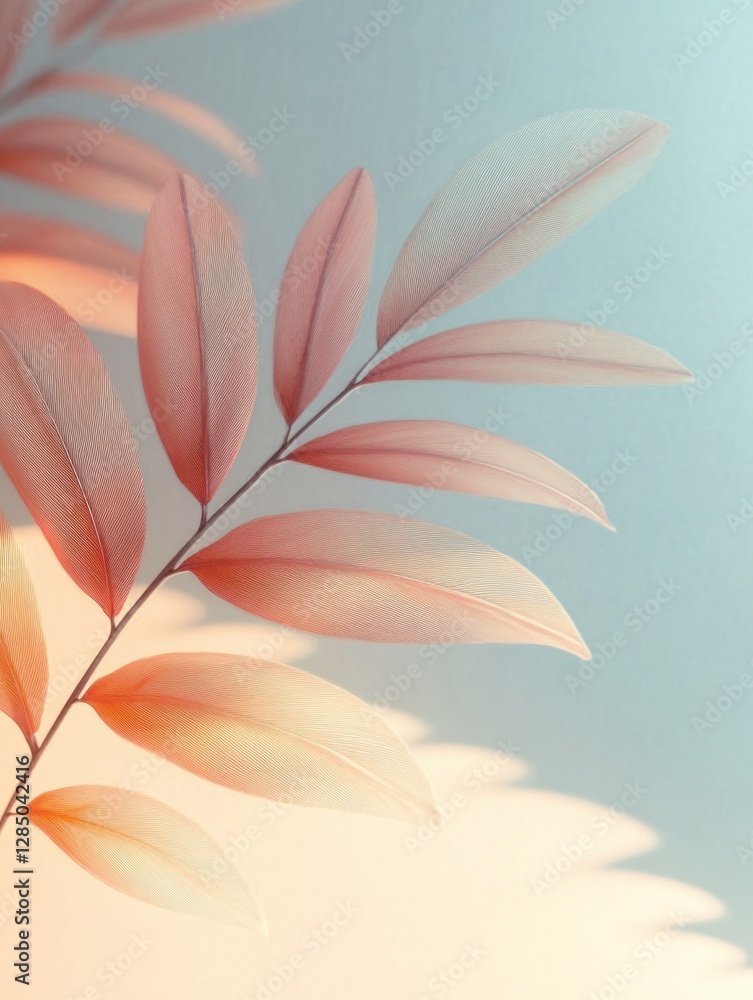 Poster tropical palm leaf shadows on pastel background for summer mock-up and creative design