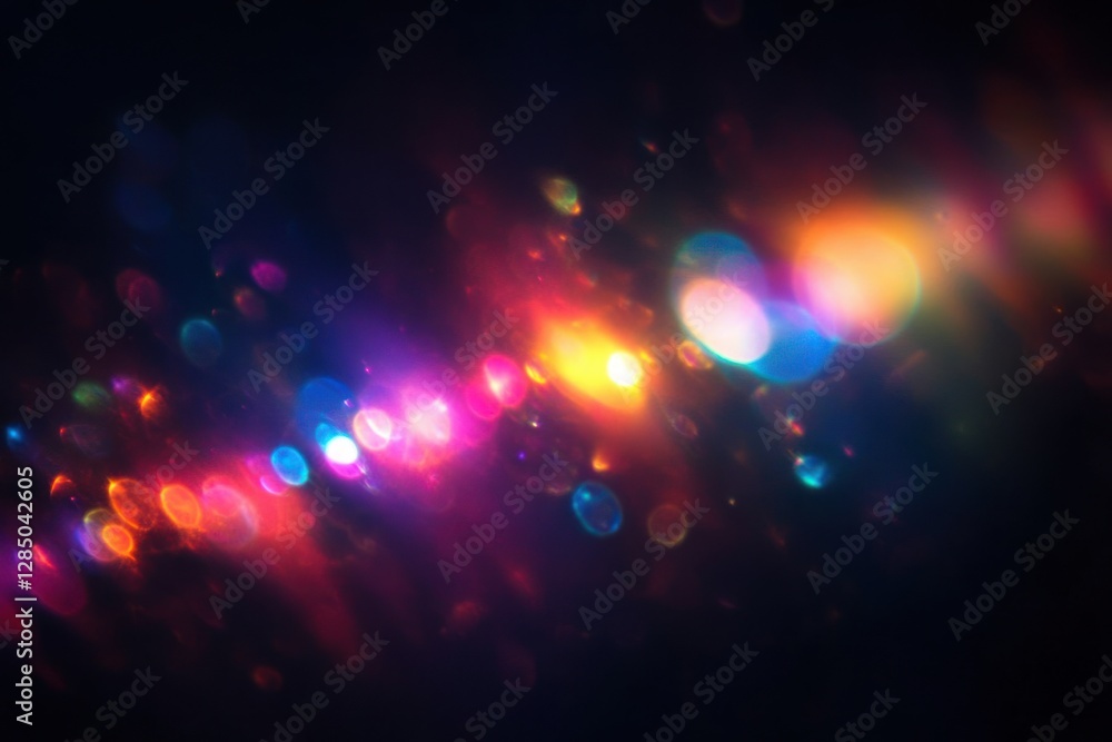 Fototapete abstract rainbow light reflections on dark background with ethereal texture and soft focus effect