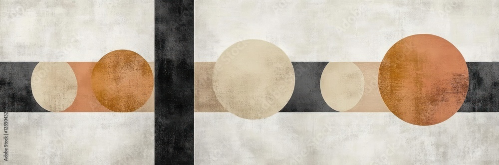 Poster Minimalistic Abstract Design with Vertical Stripes and Soft Circles