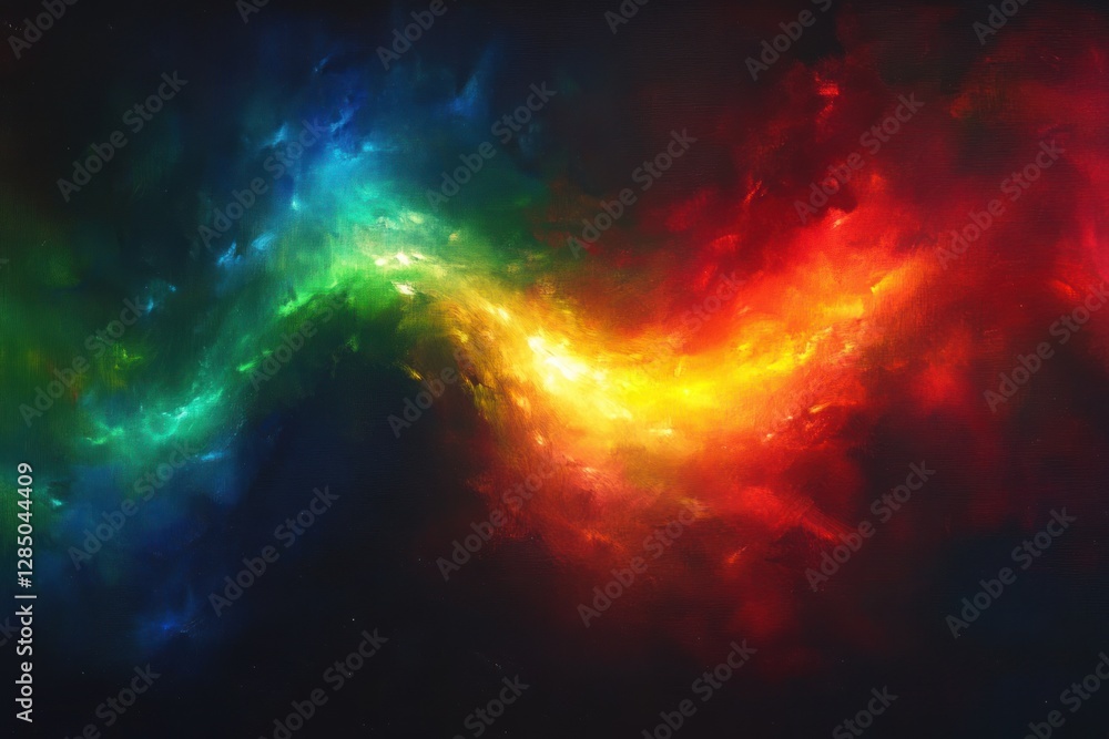 Aufkleber Abstract Colorful Light Refractions and Bokeh Overlay on Black Background with Prism Effects and Soft Brush Strokes