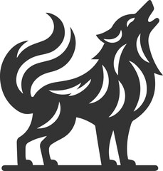 A minimalist wolf howling with a sleek outline animal vector silhouette
