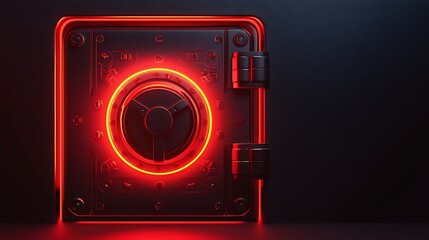 Red Neon Illuminated Vault Door: Security, Mystery, and Technology