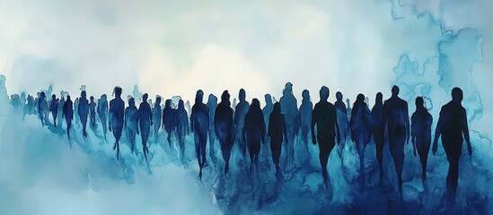 Journey of Hope and Resilience in Abstract Watercolor Representation of Migration