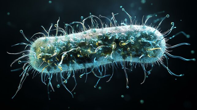 Close-up of a bacteria cell in vivid detail.