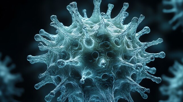 Microbial structures under a microscope.