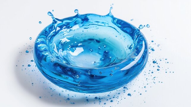 water splash drop blue liquid bubble on the white background