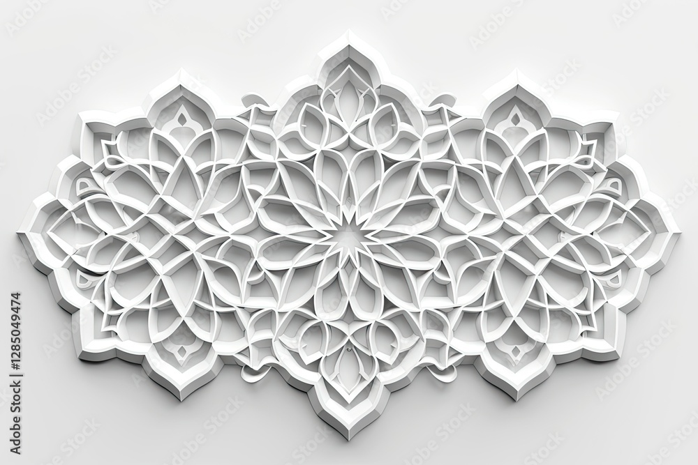 Poster intricate white geometric pattern, modern design element concept art