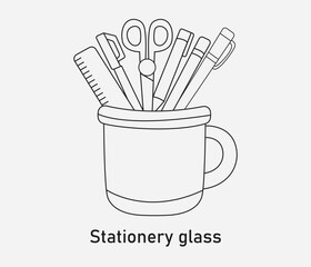 vector hand drawn stationery in a glass doodle style