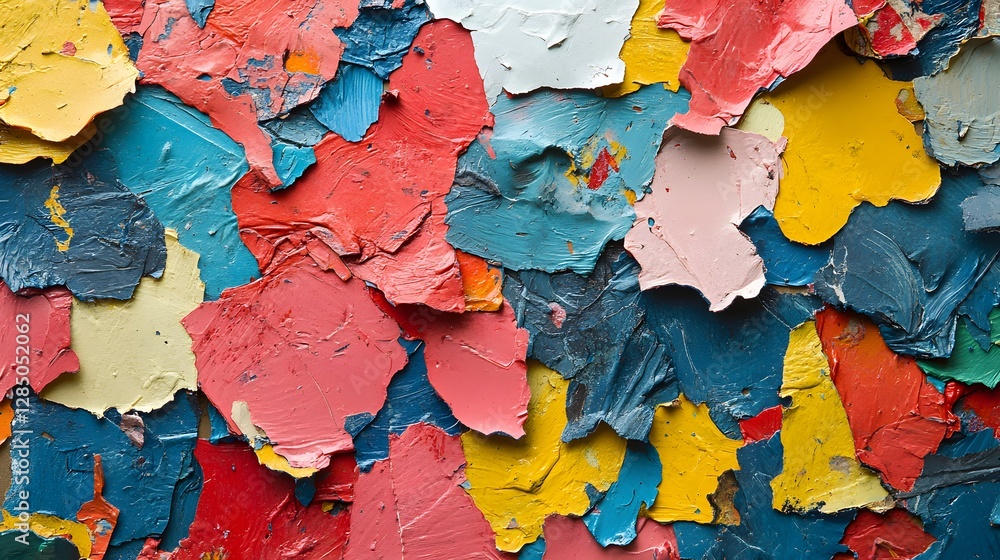Poster close-up view of an abstract colorful paint texture. a vibrant mix of hues and brushstrokes. abstrac