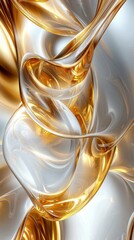 Abstract Gold and Silver Liquid Swirls Luxury Background