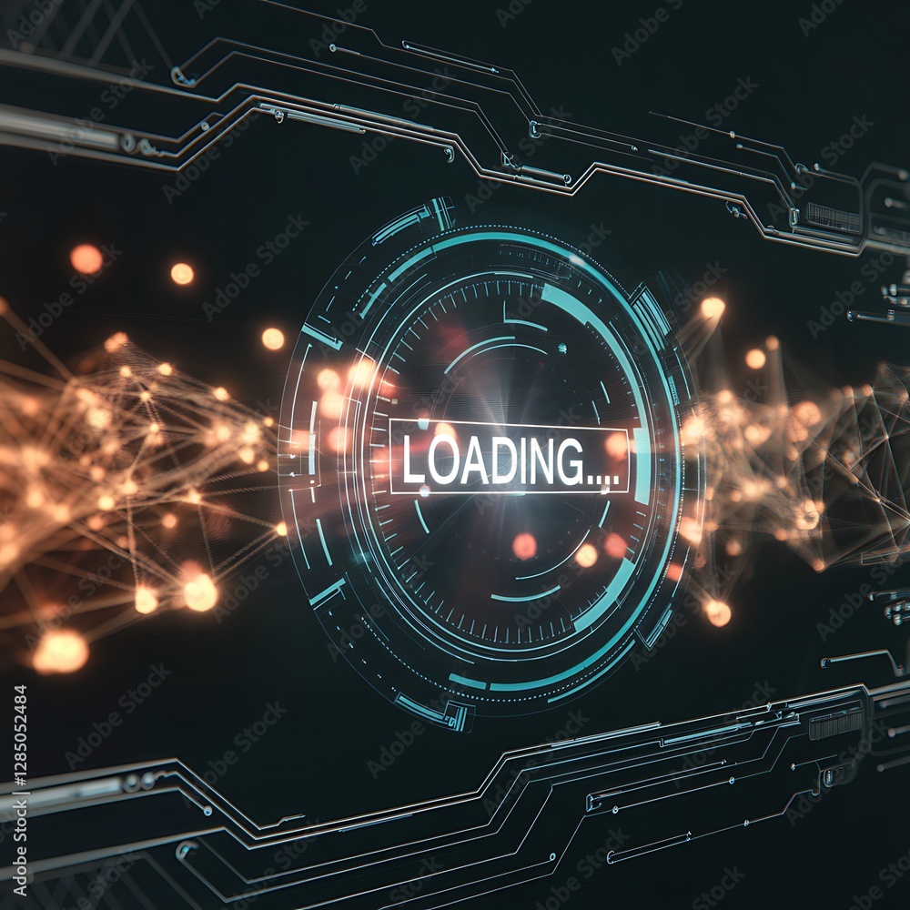Poster digital loading interface futuristic technology data transfer progress