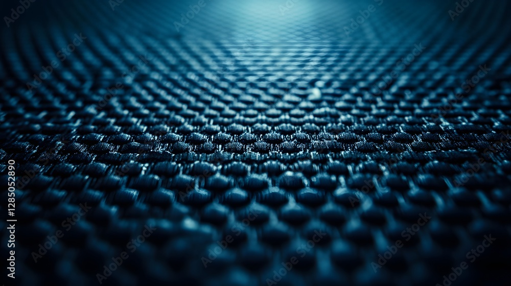 Poster Close-up shot of a textured blue surface, showcasing intricate details and a repeating pattern. Ideal for backgrounds and design projects. Abstract Blue Textured Surface Microcosm of Material