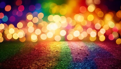 Rainbow reflected on damp pavement