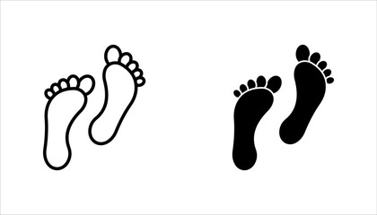 Footprint icon. Black bare feet footprints on white feet icon vector, flat design style stock vector illustration, on white background.