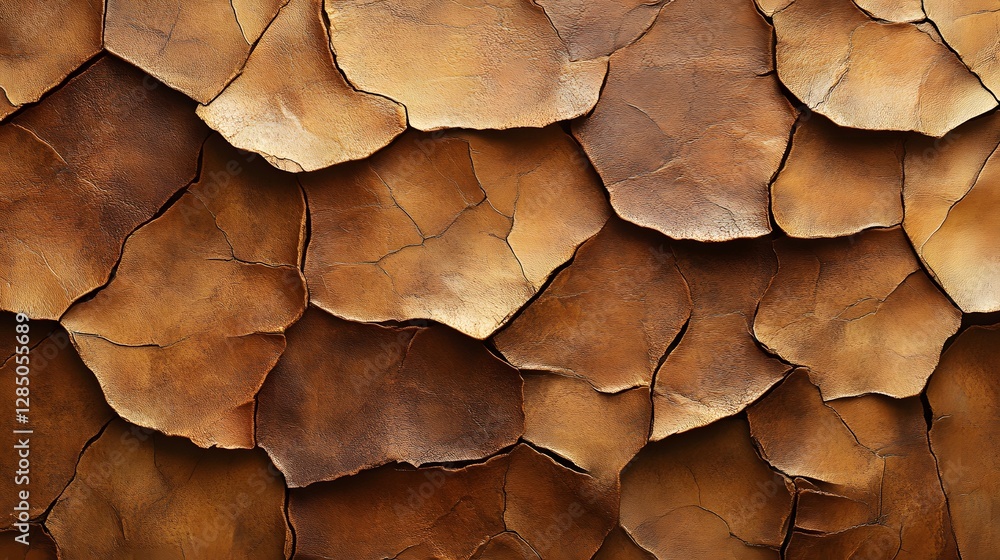 Poster close-up of a textured brown surface with cracks. abstract background image. abstract brown cracked 
