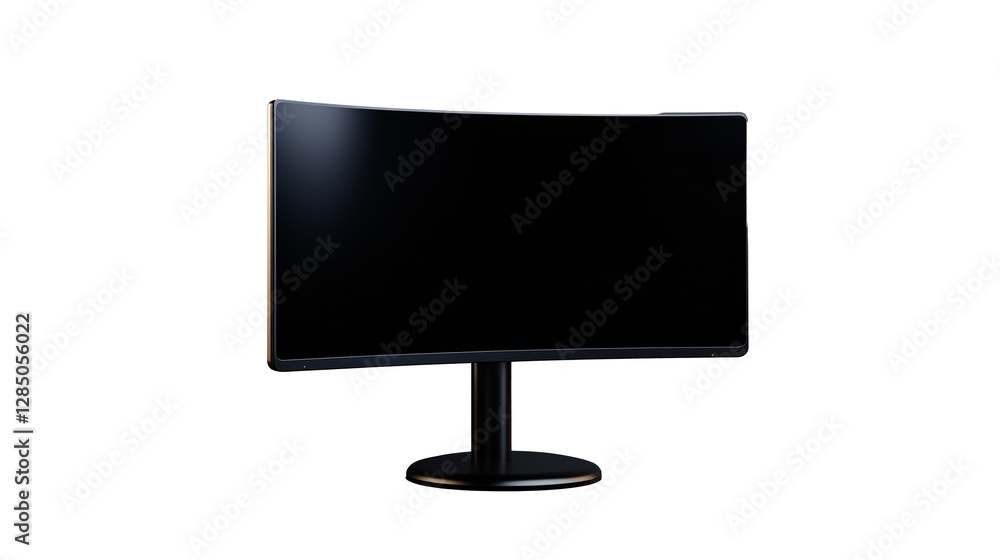 Aufkleber curved computer monitor on transparent background for modern displays