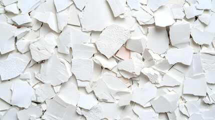 White broken ceramic pieces background texture