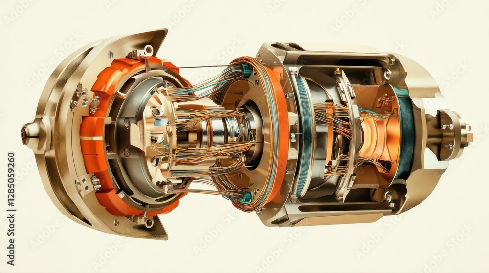 Poster detailed view of a futuristic engine component showcasing intricate design and technology