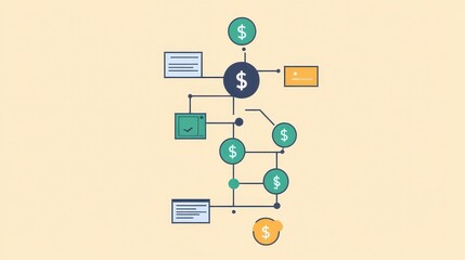 Passive income flowchart flat design top view financial freedom theme animation split-complementary color scheme.
