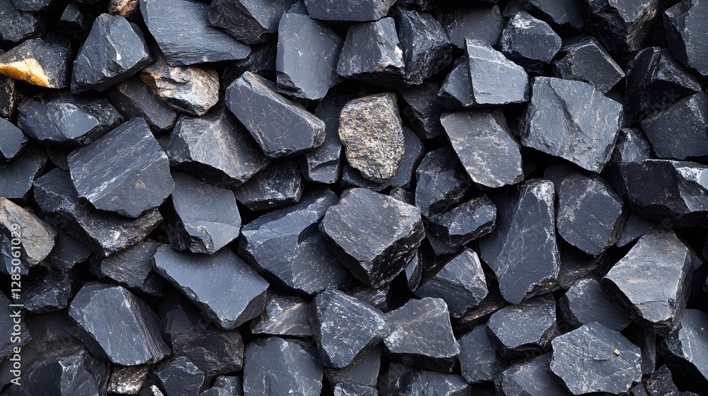 Poster close-up texture of dark grey stones. ideal background image. dark grey stones texture background